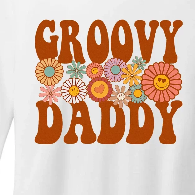 Retro Groovy Daddy Matching Family 1st Birthday Party Womens CVC Long Sleeve Shirt