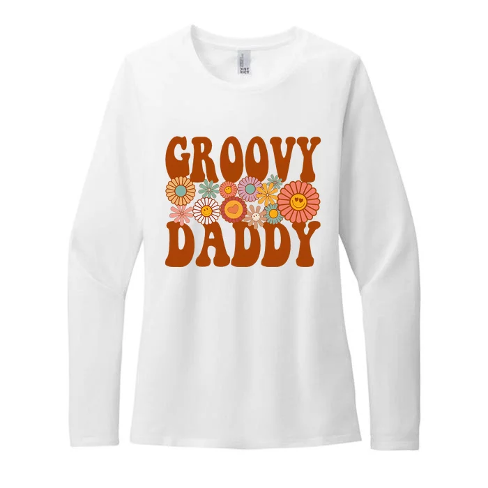 Retro Groovy Daddy Matching Family 1st Birthday Party Womens CVC Long Sleeve Shirt