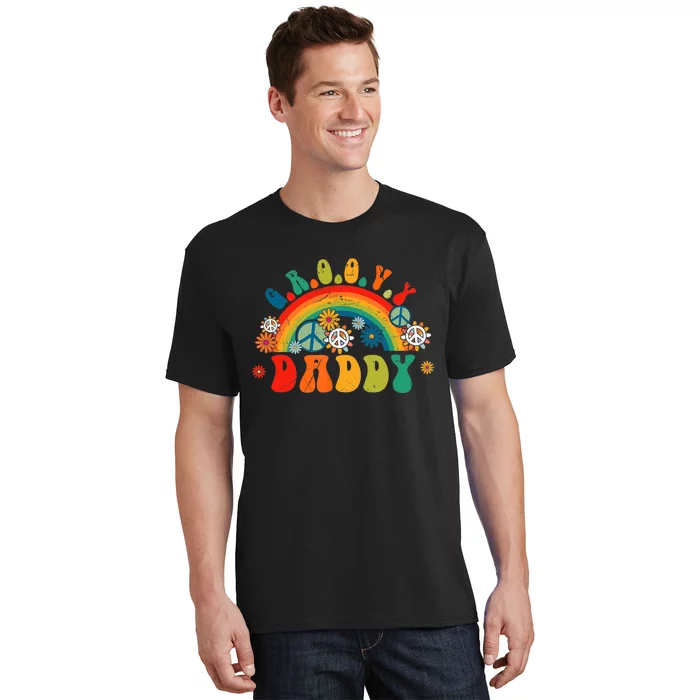 Retro Groovy Daddy Matching Family 1st Birthday Party T-Shirt