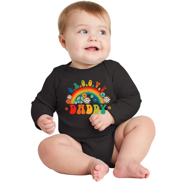 Retro Groovy Daddy Matching Family 1st Birthday Party Baby Long Sleeve Bodysuit