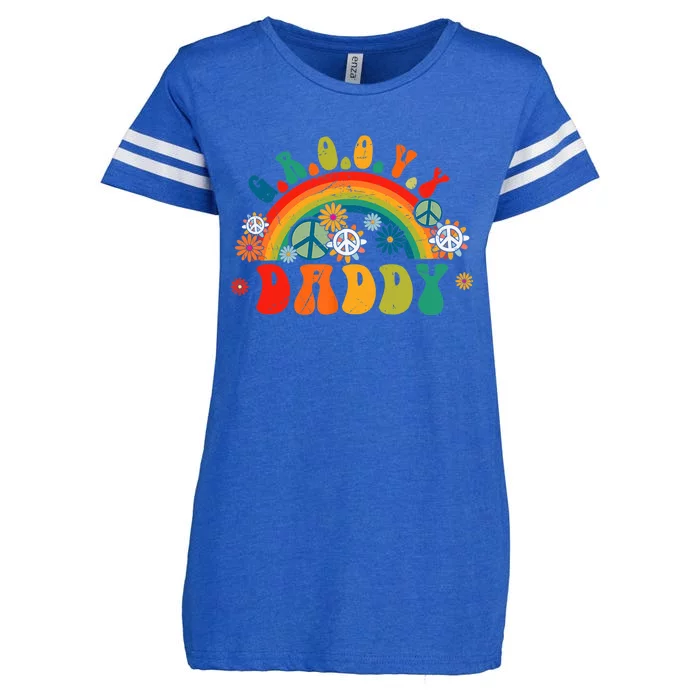 Retro Groovy Daddy Matching Family 1st Birthday Party Enza Ladies Jersey Football T-Shirt