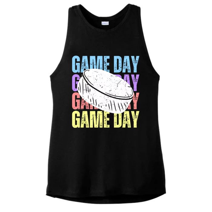 Retro Game Day Ice Hockey Lover Vintage Scratch Mothers Day Gift Ladies Tri-Blend Wicking Tank