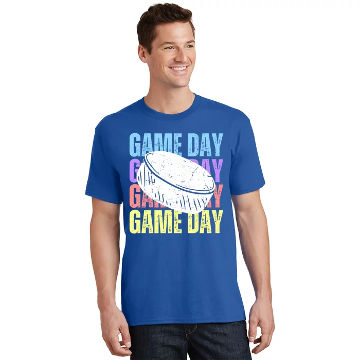 Retro Game Day Ice Hockey Lover Vintage Scratch Mothers Day Gift T-Shirt