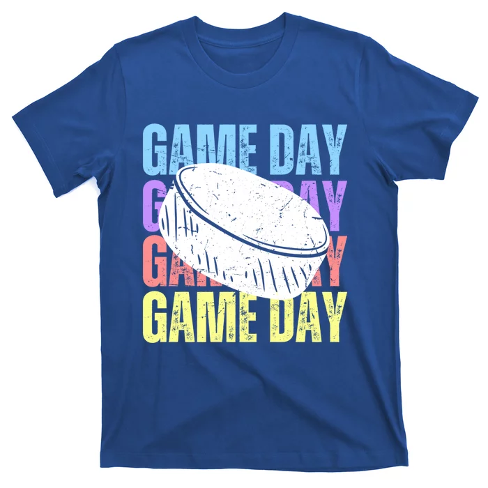 Retro Game Day Ice Hockey Lover Vintage Scratch Mothers Day Gift T-Shirt