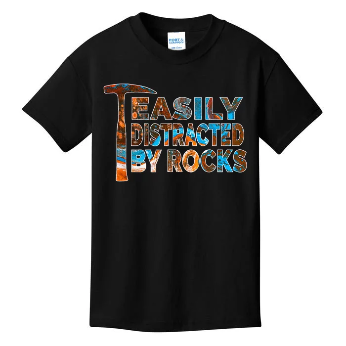 Rock Geology Easily Distracted By Rocks Rockhound Kids T-Shirt