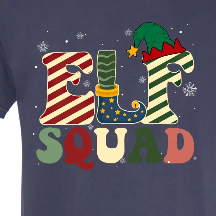 Retro Groovy Elf Squad Christmas Matching Family Xmas Pjs Cute Gift Garment-Dyed Heavyweight T-Shirt