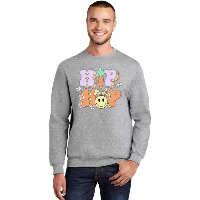 Retro Groovy Easter Day Hip Hop Cute Rabbit Bunny Carrot Tall Sweatshirt