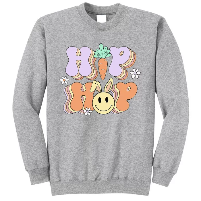 Retro Groovy Easter Day Hip Hop Cute Rabbit Bunny Carrot Tall Sweatshirt