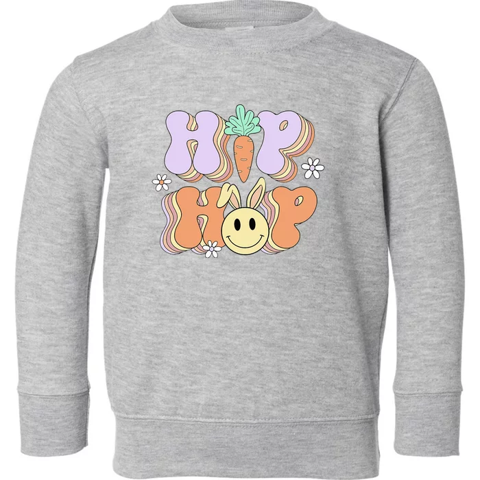 Retro Groovy Easter Day Hip Hop Cute Rabbit Bunny Carrot Toddler Sweatshirt