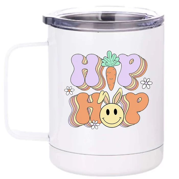 Retro Groovy Easter Day Hip Hop Cute Rabbit Bunny Carrot Front & Back 12oz Stainless Steel Tumbler Cup