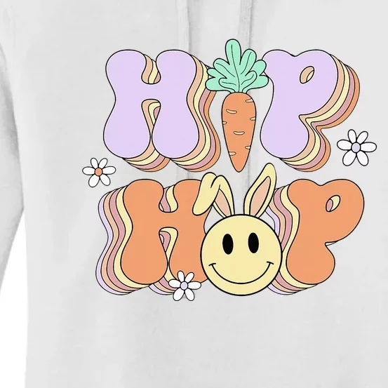 Retro Groovy Easter Day Hip Hop Cute Rabbit Bunny Carrot Women's Pullover Hoodie