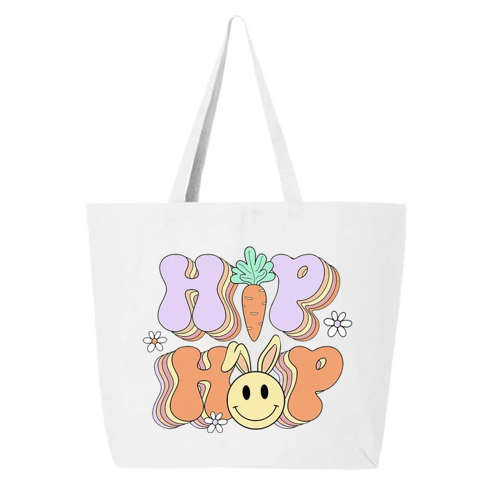 Retro Groovy Easter Day Hip Hop Cute Rabbit Bunny Carrot 25L Jumbo Tote