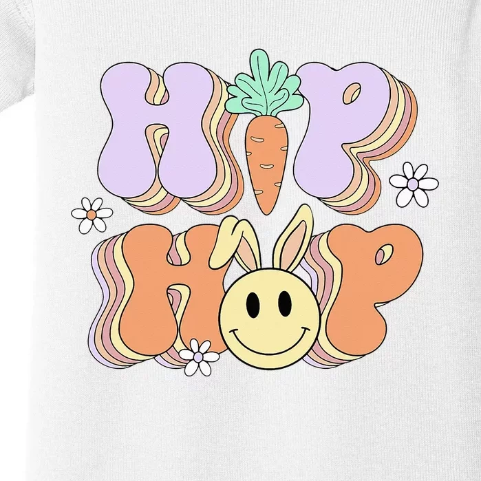 Retro Groovy Easter Day Hip Hop Cute Rabbit Bunny Carrot Baby Bodysuit