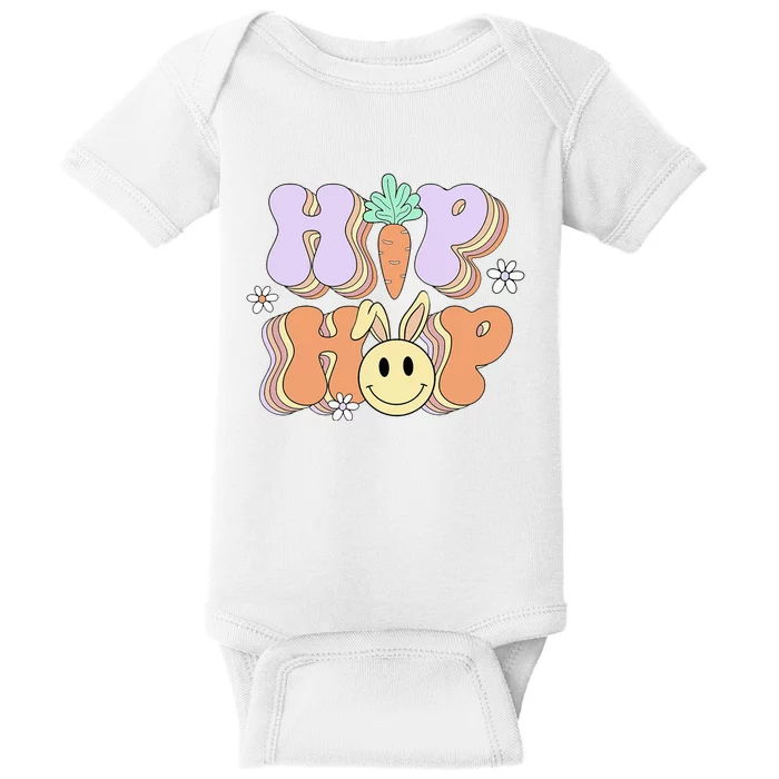 Retro Groovy Easter Day Hip Hop Cute Rabbit Bunny Carrot Baby Bodysuit