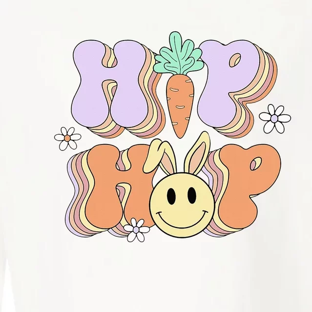 Retro Groovy Easter Day Hip Hop Cute Rabbit Bunny Carrot Cropped Pullover Crew