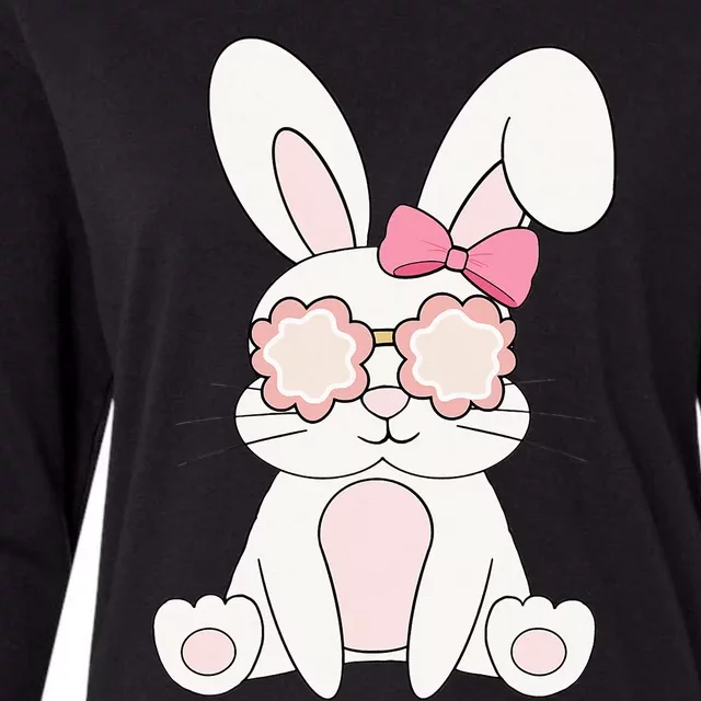 Retro Groovy Easter Rabbit Bunny Happy Easter Day Cute Bunny Womens Cotton Relaxed Long Sleeve T-Shirt