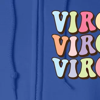 Retro Groovy Floral Virgo Zodiac Sign Birthday Horoscope Funny Gift Full Zip Hoodie