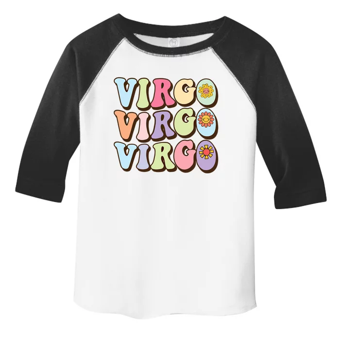 Retro Groovy Floral Virgo Zodiac Sign Birthday Horoscope Funny Gift Toddler Fine Jersey T-Shirt