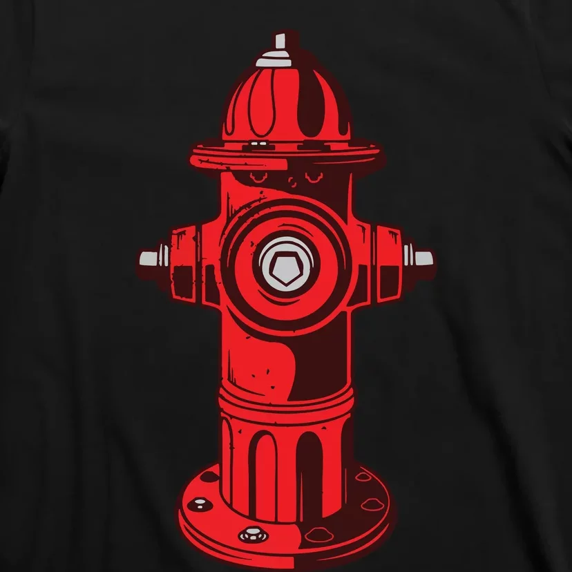 Red Graphic Fire Hydrant FireFighter Work Tee Shirts T-Shirt