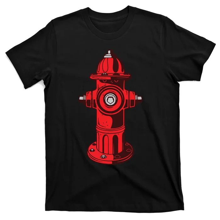 Red Graphic Fire Hydrant FireFighter Work Tee Shirts T-Shirt