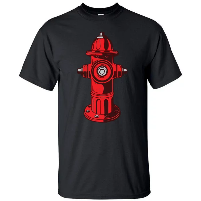 Red Graphic Fire Hydrant FireFighter Work Tee Shirts Tall T-Shirt