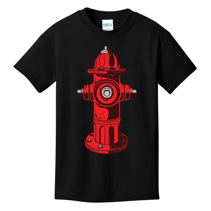 Red Graphic Fire Hydrant FireFighter Work Tee Shirts Kids T-Shirt