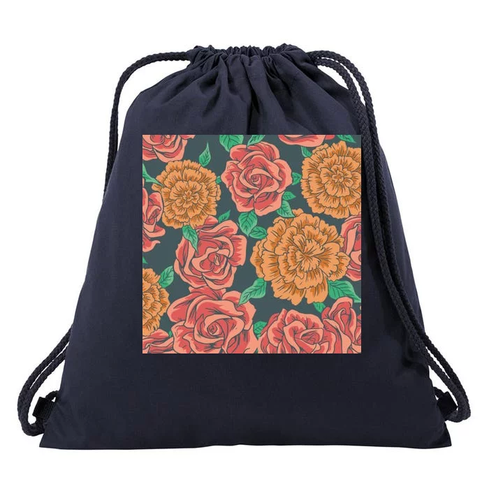 Rose Garden Flower Nature Drawstring Bag