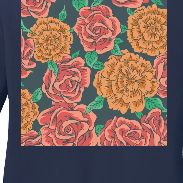 Rose Garden Flower Nature Ladies Long Sleeve Shirt