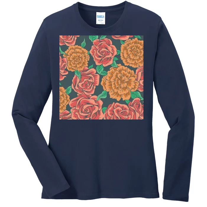 Rose Garden Flower Nature Ladies Long Sleeve Shirt