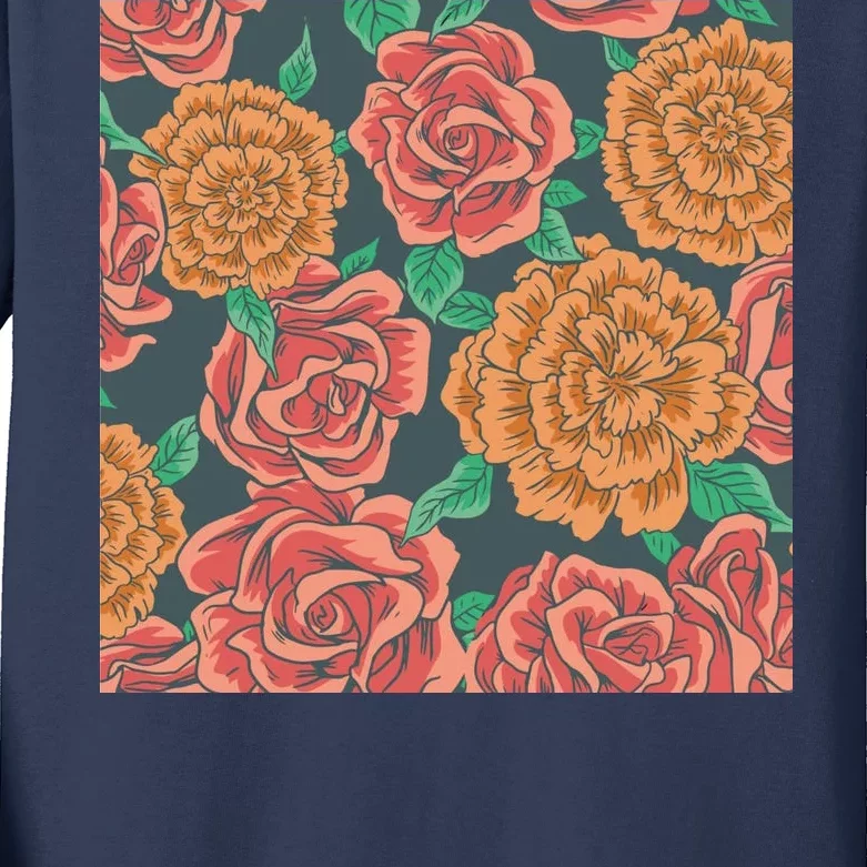 Rose Garden Flower Nature Kids Long Sleeve Shirt