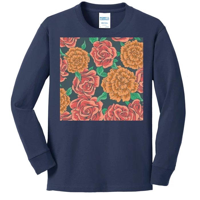 Rose Garden Flower Nature Kids Long Sleeve Shirt