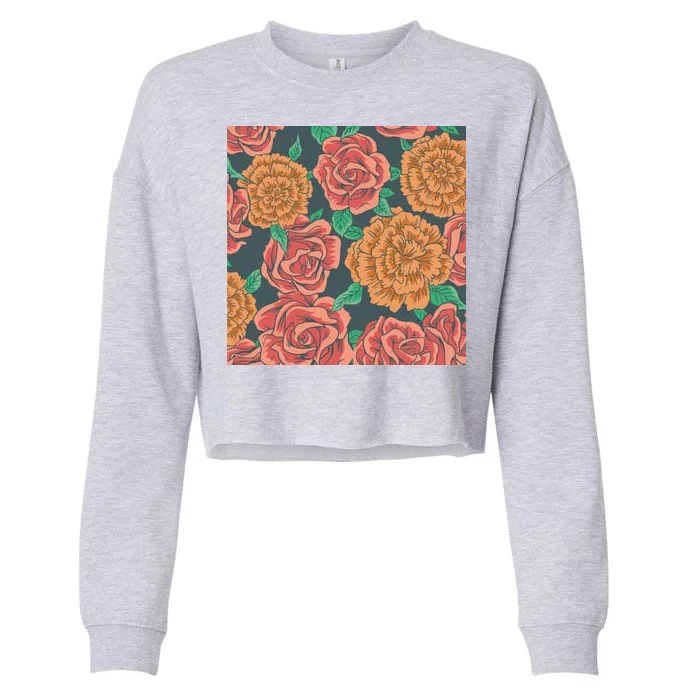 Rose Garden Flower Nature Cropped Pullover Crew