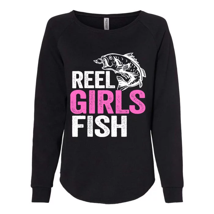 Reel Girl Fish Bass Fishing Funny Fisherwoman Mom Fishing Womens California Wash Sweatshirt