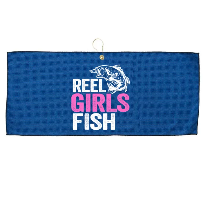 Reel Girl Fish Bass Fishing Funny Fisherwoman Mom Fishing Large Microfiber Waffle Golf Towel