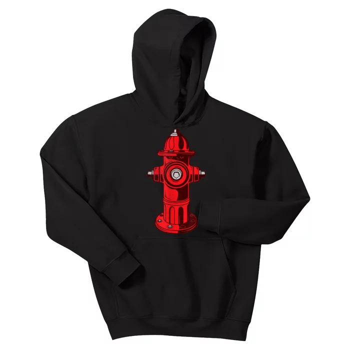 Red Graphic Fire Hydrant FireFighter Work Tee Kids Hoodie