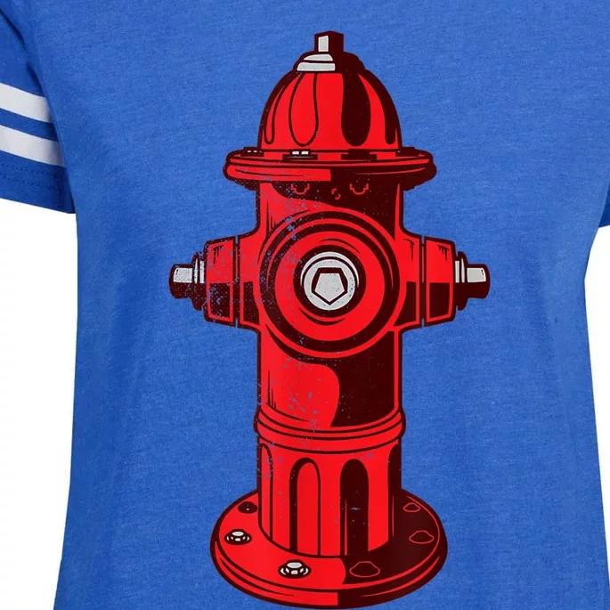 Red Graphic Fire Hydrant FireFighter Work Tee Enza Ladies Jersey Football T-Shirt