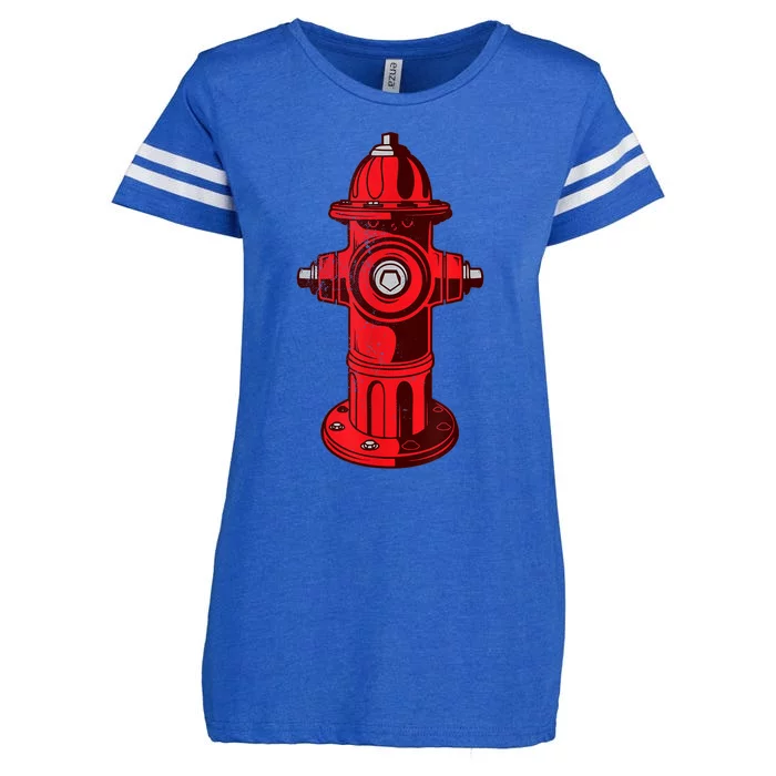 Red Graphic Fire Hydrant FireFighter Work Tee Enza Ladies Jersey Football T-Shirt