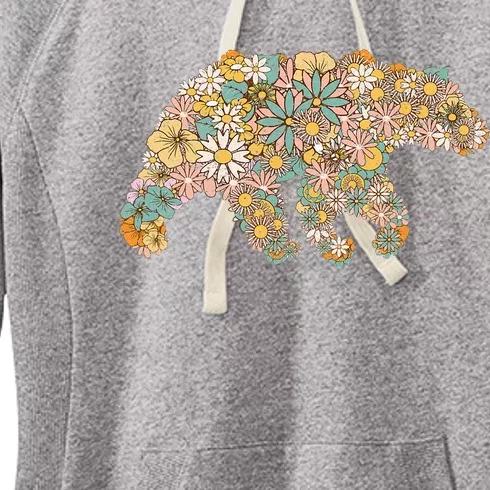 Retro Groovy Floral Bear Spring Nature Bear Lovers Women's Fleece Hoodie