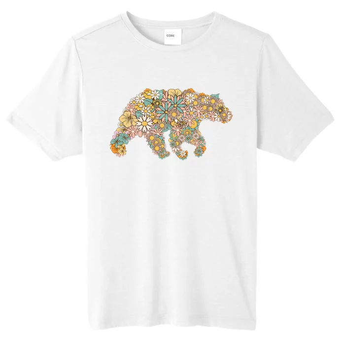 Retro Groovy Floral Bear Spring Nature Bear Lovers ChromaSoft Performance T-Shirt