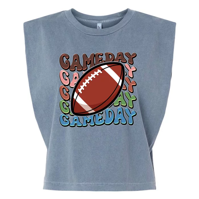 Retro Gameday Football Sports Fan Garment-Dyed Women's Muscle Tee