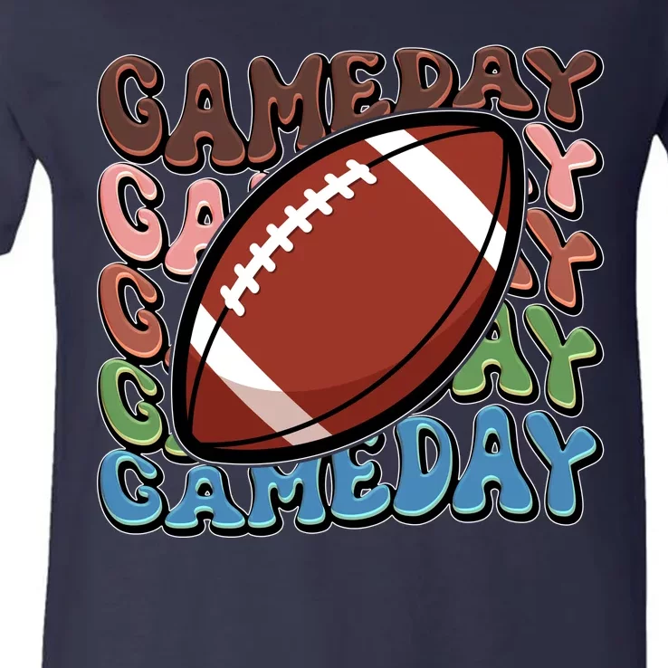 Retro Gameday Football Sports Fan V-Neck T-Shirt