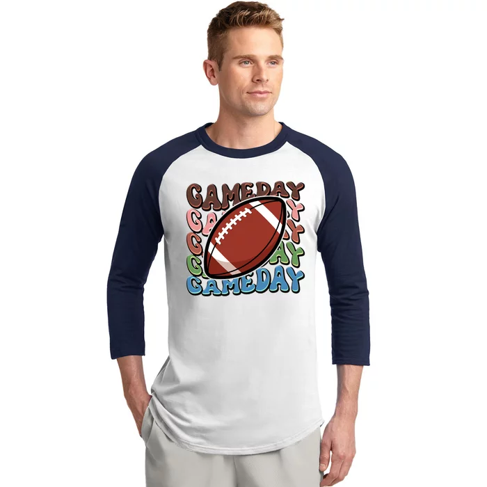 Retro Gameday Football Sports Fan Baseball Sleeve Shirt