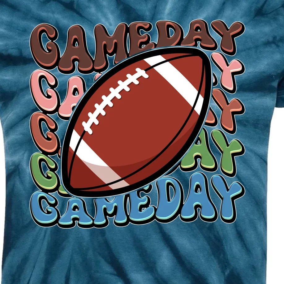 Retro Gameday Football Sports Fan Kids Tie-Dye T-Shirt