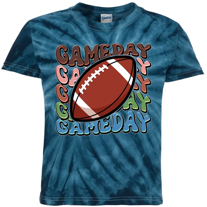 Retro Gameday Football Sports Fan Kids Tie-Dye T-Shirt