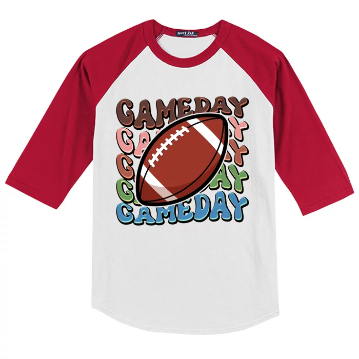 Retro Gameday Football Sports Fan Kids Colorblock Raglan Jersey