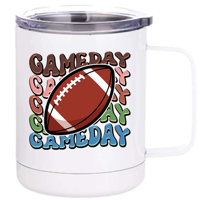 Retro Gameday Football Sports Fan Front & Back 12oz Stainless Steel Tumbler Cup