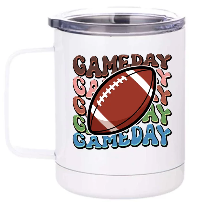 Retro Gameday Football Sports Fan Front & Back 12oz Stainless Steel Tumbler Cup