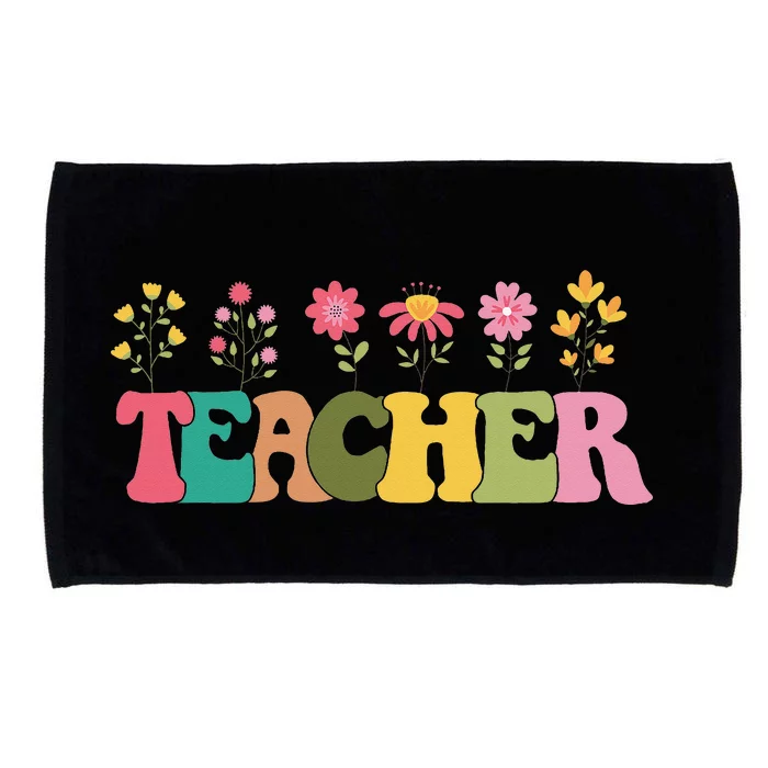 Retro Groovy Flower Teacher Microfiber Hand Towel