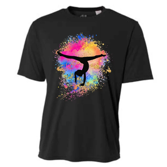 Rainbow Gymnastics Female Gymnast Silhouette HandStand Cooling Performance Crew T-Shirt