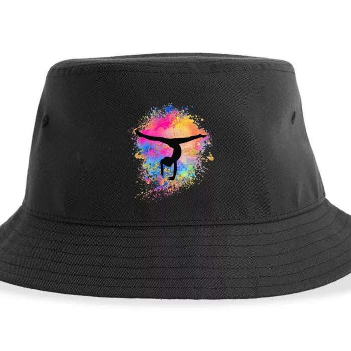 Rainbow Gymnastics Female Gymnast Silhouette HandStand Sustainable Bucket Hat